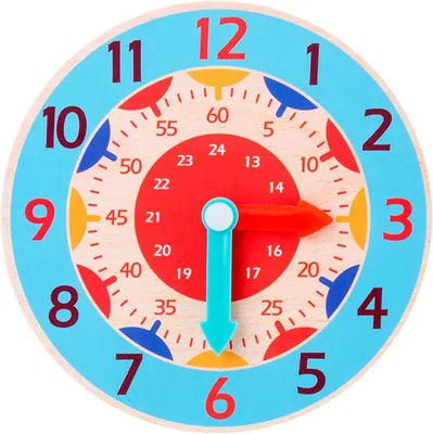Produktbild von Pädagogische Wanduhr für Kinder - Lernspielzeug - Holzwanduhr für Kinder (Himmelblau)