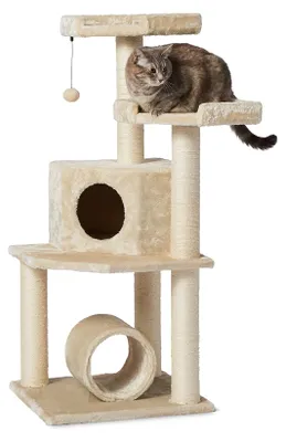 Produktbild von A. Basics Katzen-Kratzbaum mit Tunnel und Kratzstamm, X-Large, 48 x 48 x 109 cm,