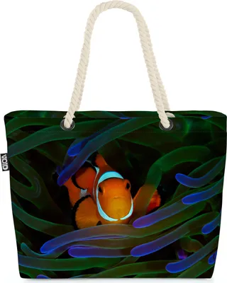Produktbild von VOID Clownfisch Fisch Aquarium Strandtasche Shopper 58x38x16cm 23L XXL Einkaufstasche Tasche Reisetasche Beach Bag