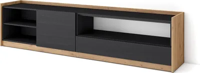 Produktbild von TV-Schrank, Lowboard, 207x37x50cm, Für TV-Geräte bis zu 80", Fernsehtisch, Schwarz Eiche