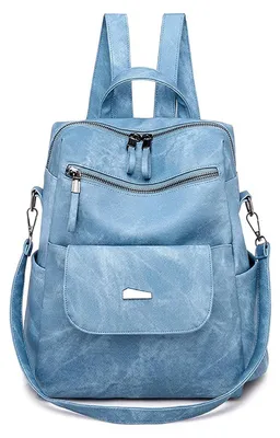 Produktbild von Damen Rucksack Schultasche Wasserdicht Handtasche Umhängetasche Blau 32x13x29cm