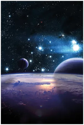 Produktbild von Wallario Premium Glasbild, freischwebende Optik, kräftige Farben, Größe 90 x 60 cm Motiv Planeten im Weltall