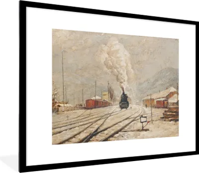 Produktbild von MuchoWow® MuchoWow® Gerahmtes Poster Zug - Schnee - Winter 80x60 cm - Poster mit zchwarzem Bilderrahmen - Schlafzimmer-Dekorationen - Fotoposter