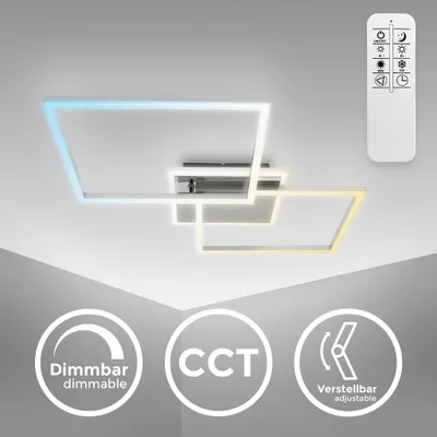 Produktbild von LED Deckenleuchte CCT Rahmenleuchte schwenkbar dimmbar Timer Nachtlicht 40W Alu