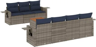 Image de vidaXL Ensemble de 8 canapés de jardin avec coussins, gris, polyrattan