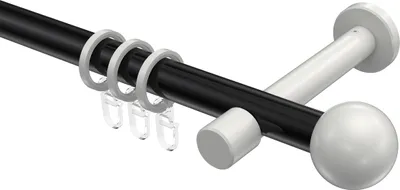 Produktbild von Interdeco Gardinenstange / Vorhangstange Schwarz / Weiß, Typ Prestige Luino (Kugel), 20 mm Ø 1-läufig, 280 cm