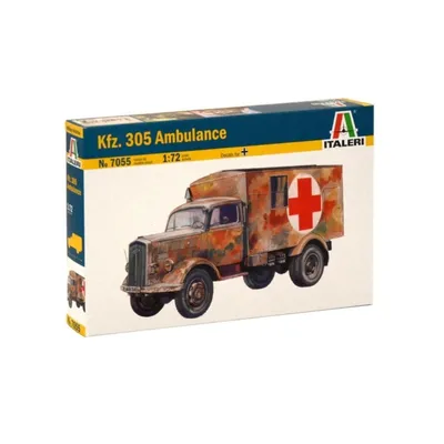 Imagen del producto de Italeri KFZ.305, ambulancia. Modelo de camión militar, kit de montaje, escala 1:72, Opel Blitz, apto para cualquier género, plástico