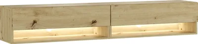 Produktbild von TV-Schrank, Lowboard, 180x34x30cm, LED, Fernsehtisch, Eiche