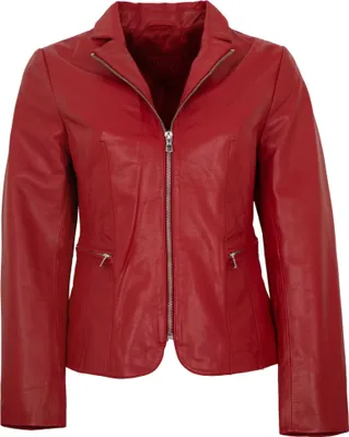 Produktbild von MADDOX - Damen Lederjacke Blazer Lammnappa rot : 36
