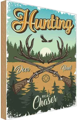 Produktbild von vianmo Holzschild 18x12 cm Jagd Hunting deer hunt Abenteuer Spruch Zitat