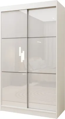 Produktbild von Masseno Schiebetürenschrank VITALE 120 cm Kleiderschrank mit 2 Schubladen Schlafzimmer Schrank 2-türig Weiß