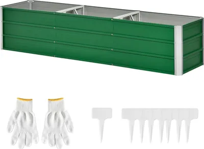Zdjęcie produktu dla Podwyższona grządka ze stalowej skrzynki ogrodowej na kwiaty 183 x 47 x 40 cm z zielonymi rękawiczkami na warzywa i kwiaty