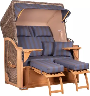 Produktbild von Strandkorb Nordstrand Teak PE grey Dessin 582