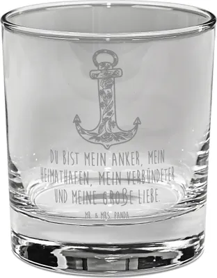 Produktbild von Mr. & Mrs. Panda Glas für Gin Anker Blau - Transparent - Geschenk, gravur, Trinkglas, Cocktailglas, Tumbler, Gute Laune