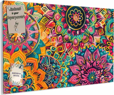 Produktbild von Magnettafel 90x60cm magnetisch & beschreibbar Metall-Board - Mandala Design