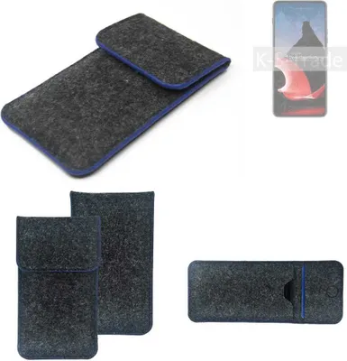 Produktbild von K-S-Trade Handy-Hülle Schutz-Hülle kompatibel mit Motorola ThinkPhone Filztasche Pouch Tasche Case Sleeve Filzhülle dunkelgrau, blauer Rand
