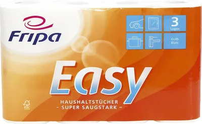 Produktbild von Fripa Küchenrolle Easy 3-lagig hochweiß 4 Rollen á 45 Blatt