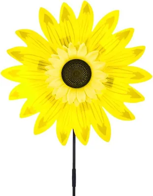 Produktbild von Sonnenblume Windrad Große Metall Sonnenblume Zwei-Wege-Windskulptur für EIN visuelles Festessen im Hof, Windmühle Wind Spinner für Rasen Garten Hof Outdoor Dekoration, Gelb