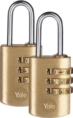 Produktbild von Yale 2x Zahlenschloss 4-stellig Vorhängeschloss, 22mm, Záhlencode, Messing
