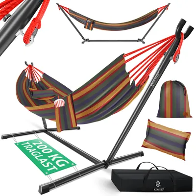 Produktbild von KESSER® Hängematte LAKE mit Gestell Doppelhängematte für 2 Personen-Stabiler Rahmen 200kg Belastbarkeit Indoor & Outdoor XXL Hängesessel Doppel Mehrpersonen Garten Pool Balkon Terrasse