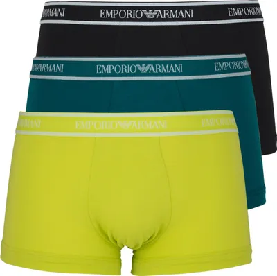 Produktbild von EMPORIO ARMANI 3Pack Boxershorts Stretch Baumwolle Gr.S  Farbe Lemon Petrol Black