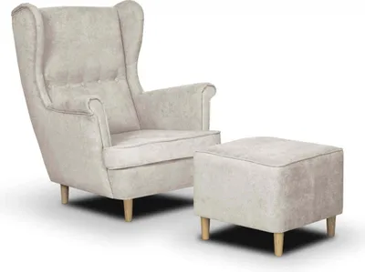 Produktbild von ELITE Ohrensessel mit Fußstütze - Beige