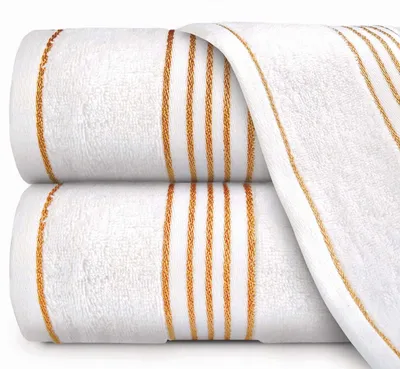 Image de Serviette en coton Darymex TIWANO, couleur blanc-or, dimensions 70x140 cm
