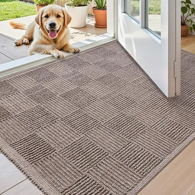 Deurmat 60x90 cm, antislip, maschinenwaschbar, kaki-grau