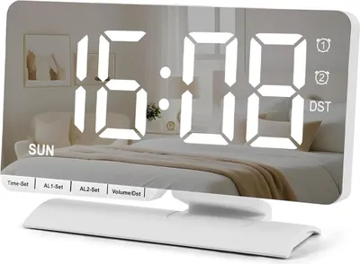 Produktbild von Elektronische Uhr, großer Wecker Digital, Spiegel Wecker miyt 2 Alarme, 6 Helligkeitsstufen, Schlummerfunktion
