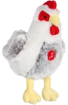 Obrázok produktu pre Plyšová sliepka –  – so zvukmi – 22 cm – biela/sivá