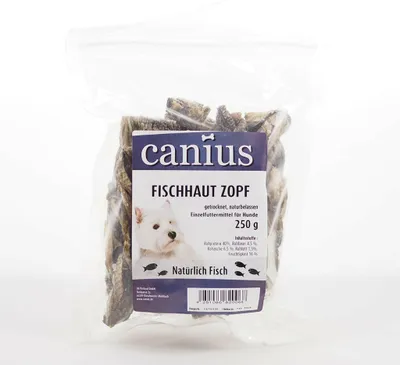 Produktbild von Canius Hundeleckerli Fischhaut Zopf – Gesunder & Natürlicher Kausnack für Hunde, 250g