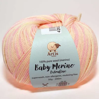 Obrázek produktu pro Baby Merino Extrafine Art'is Yarn 100 % vlna | Bez mulesingu a superwash (50 g / 200 m) (840 růžový přechod)