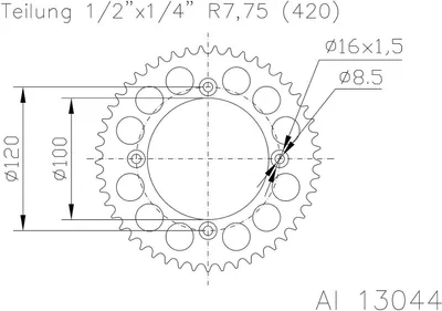 Immagine prodotto di Pignone ESJOT "13044" 420, alluminio 56 denti