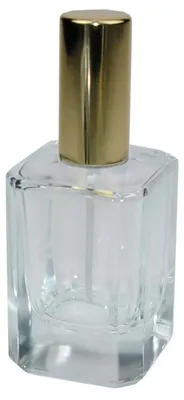 Produktbild von Flacon, Quadrat, mit Zerstäuberpumpe + goldener Kappe, schwere Qualität, für 50 ml