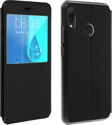 Produktbild von Avizar, S-View Flip Cover mit Sichtfenster für Huawei Y9 2019, Schwarz