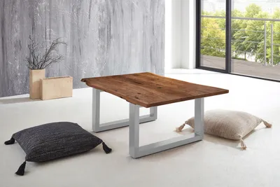 Produktbild von Couchtisch Baumkante 120 x 80 cm Akazie nussbaumfarben silber LUBIN
