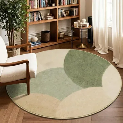 Produktbild von Omgoods – Runde Teppiche für das Wohnzimmer, 80 cm – Weicher, waschbarer geometrischer Teppich
