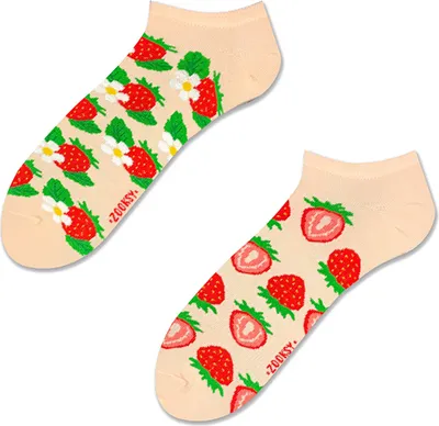 Produktbild von Kurze Damensocken "Erdbeere", Größe 36-40, bunte Socken mit lustigem Muster