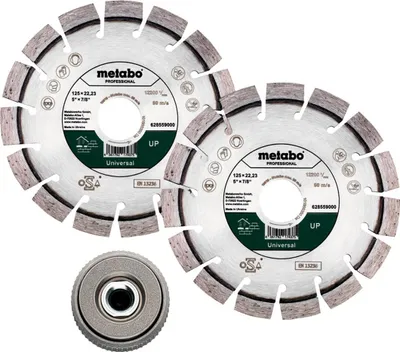 Produktbild von Metabo Set: 2xDiamanttrennscheibe 125x22,23mm, UP + 1xQuickspannmutter M 14
