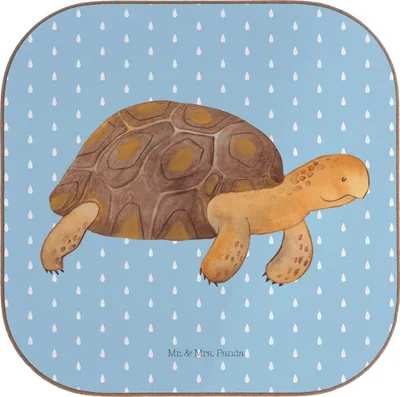 Produktbild von Mr. & Mrs. Panda Untersetzer für Gläser Schildkröte Marschieren - Blau Pastell - Geschenk, Tassenuntersetzer, gläseruntersetzer, Inspiration, Neustart, Meer, Coaster