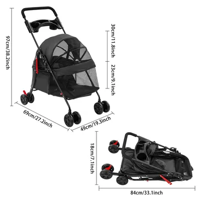 Image de Cage de transport pour animaux noirs - Taille moyenne - 60x34x53 cm