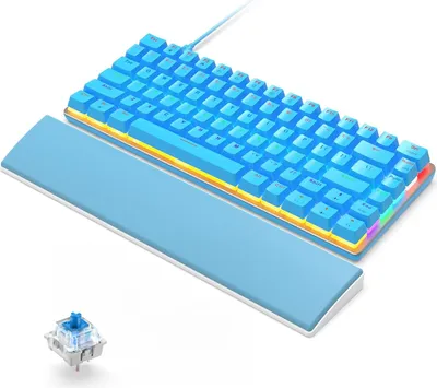 Produktbild von Mechanische Gaming-Tastatur mit 82 Tasten Rainbow Backlight Anti-Ghosting Ergonomische Designtastatur, Komfortable Memory Foam Handauflage