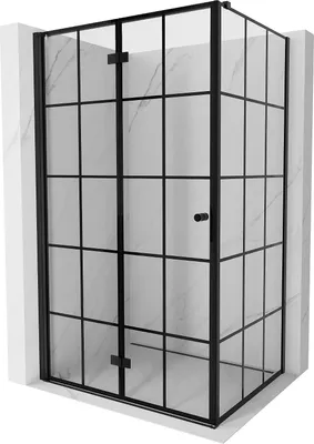 Produktbild von Mexen Mist-F T Falttür Duschkabine links 90 x 120 cm, schwarz Gitter, schwarz - 8A6T-090-120-70-77-L