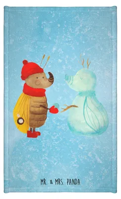 Produktbild von Mr. & Mrs. Panda Handtuch Nachtfalter Schneemann - Eisblau - Geschenk, Gästetuch, Weihnachten, Gäste-WC, Schnee, Kleines, Winter, gäste wc, Weihnachtsgruß, Klein