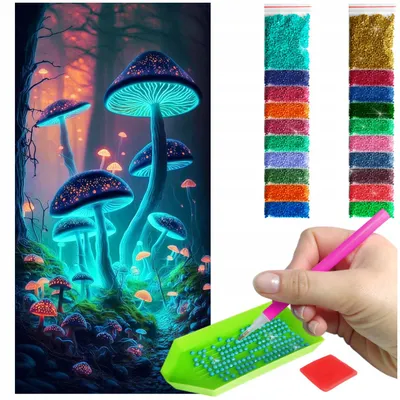 Produktbild von ARTULIO - Diamond Painting Set - Neonpilze im Fantasywald - 80 x 40 cm - Groß XXL -Home Wand Deko, Bilder DIY, 5D Diamant Painting