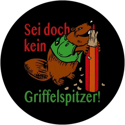 Produktbild von Biber Magnet mit Flaschenöffner rund mit Spruch: Sei doch kein Griffelspitzer