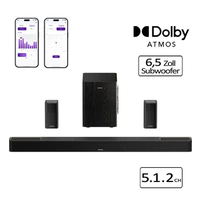 Produktbild von ULTIMEA Skywave Series 5.1.2 Kanal Dolby Atmos Soundbar, 530-W Wireless-Surround-Sound-System, 4K-HDR-Pass-Through, HDMI eARC, Bluetooth® 5.4