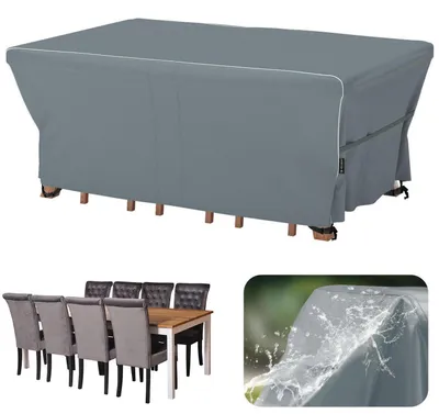 Produktbild von Gartenmöbel Abdeckung Wasserdicht 242x162x71cm Grau 600D Oxford Staubfest Winddicht