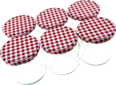 Obrázok produktu pre Sklenička na džem so šachovnicovým skrutkovacím viečkom à 425 ml - 8,5 x 8,5 x 10 cm - 6 kusov