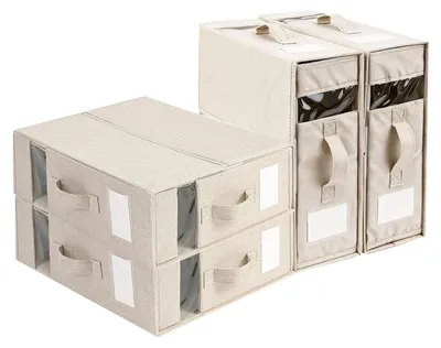Productafbeelding van Set van 4 opbergboxen voor beddengoed, met rits en handgrepen